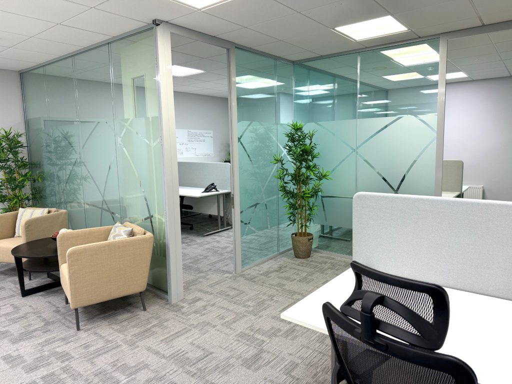 Spacious 18-person office suite Dublin with high-speed Ethernet cabling.